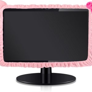 1 Pcs 20''-29'' Kawaii Computer Monitor Cover with Cat Ear Design, Furry Cute Pink Monitor Dust Cover Protector Lovely Computer Accessories Laptop TV LCD Screen Decoration for Tablet
