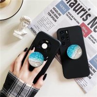Clear Crystal Glitter Collapsible Expanding Moblile Cell Phone Grip Stand Holder for Smartphones and Tablets Phone Accessory (Blue Ocean Beach) - Image 2