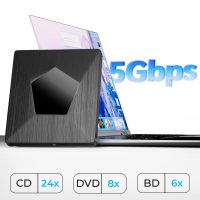External Blu Ray Drive, External Bluray Burner with USB 3.0 & Type-C, External Bluray CD DVD Reader, Bluray Writer for PC, USB External Blu-ray Drives for Windows XP/7/8/10/11 MacOS - Image 2