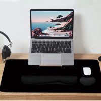 Large Mouse Pad and Keyboard Wrist Rest, Desk Pad for Keyboard and Mouse, 4-in-1 Large Gaming Mouse Pad with Wrist Support, Desk Mat for Home Office Study Game-Black - Image 6