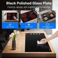 AMZCHEF 30 Inch Electric Cooktop, Built-in with 4 Burners Max 7000W with ETL Safety Certified, 30" Glass Ceramic Cook Top,Knob control, Hot Surface Indicator,220V - 240V Hard Wire, No Plug - Image 7