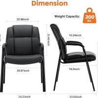 Sweetcrispy Waiting Room Office Guest Chairs Set of 2, PU Leather Big and Tall No Wheels Executive Office Chair with Padded Arms for Reception Conference Room Lobby - Image 2
