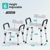 Kicimpro HSA/FSA Shower Chair for Elderly & Disabled, 10 Min Installation, Heavy Duty Bath Chair with Pad, 6 Adjustable Height Shower Seat for 5'1"-6'4" Users - Image 3