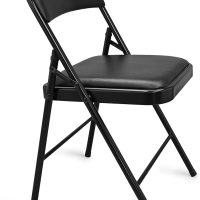 Amazon Basics Comfortable Vinyl-Padded Metal Steel Folding Chairs, Black, 4-Pack - Image 4