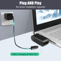 VIENON 4-Port USB 3.0 Hub [90°/180° Degree Rotatable], USB Splitter with PD-in 5W USB C Port, USB Extender for Laptop, Car, iMac, MacBook Air, MacBook Pro, and More - Image 5