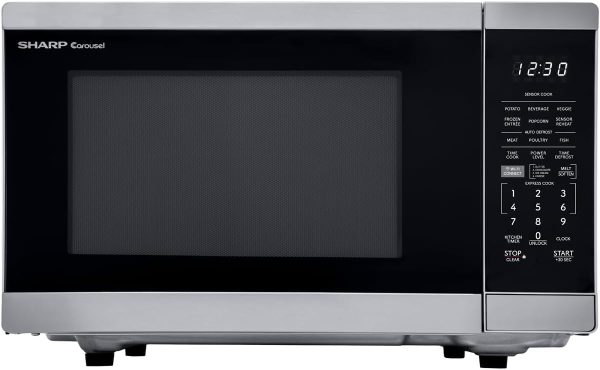 SHARP Countertop Microwave Oven Compatible with Alexa Orville Redenbacher's Certified with Removable 12.4" Carousel Turntable, 1000 Watt, 1.1 Cubic Feet, Stainless Steel