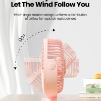 Gaiatop USB Desk Fan, 5.5 Inch Small Quiet Powerful 3 Speeds 90° Rotate, Personal Mini Portable Desktop Table Fans, Cooling for Home Office Car Travel Indoor Outdoor Pink - Image 6