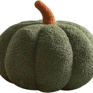 3D Simulated Pumpkin Pillow Plush Pillow Sofa Cushion (11inch, Olive), 1 Count (Pack of 1)