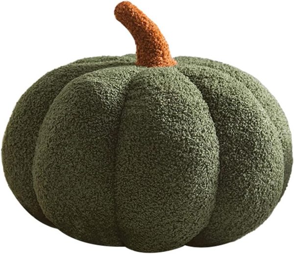 3D Simulated Pumpkin Pillow Plush Pillow Sofa Cushion (11inch, Olive), 1 Count (Pack of 1)