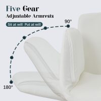 Office Chair, Criss Cross Chair with Wheels & Adjustable Armrests, PU Leather Vanity Desk Chairs for Home, Office, Bed Room(White) - Image 3