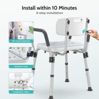 Kicimpro HSA/FSA Shower Chair for Elderly & Disabled, 10 Min Installation, Heavy Duty Bath Chair with Pad, 6 Adjustable Height Shower Seat for 5'1"-6'4" Users - Image 4