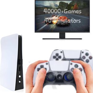 Wireless Emulator Retro Game Console, 4k,40000+ Video Games 128GB Built in 40+Emulators Plug and Play Video Game Console Support HDMI TV Output (Transparent White)