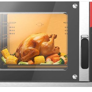 CROSSON 68L Half-Size Convection Oven,4-Tier Commercial Toaster oven w/Front Glass Door,4 set of Trays&Wire Racks,60 Minutes Timer and Interior Light, 120V/1800W Countertop Conventional Oven