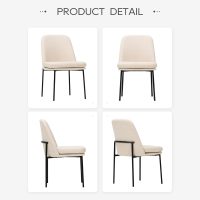 COLAMY Modern Dining Chairs Set of 2, Fabric Upholstered Dining Room Chairs Dinner Chair Stylish Kitchen Chairs with Curved Back and Metal Legs, Beige - Image 5