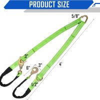 V-Bridle Strap 2" x 4' w/Snap Hooks/Cordura Sleeve and Axle Strap, D Ring Middle, 4700 lbs Capacity Heavy-Duty Tow Straps for UTV ATV Truck Car Tractor SUV - Image 7