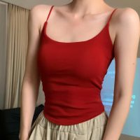 Solid Color Sexy Camisole Beautiful Back Slim Vest Insert Padding Bra Camisole Summer Beach Sleeveless Tops - Image 6