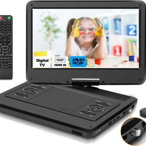 Feihe 16.5" Portable TV/DVD Player Combo with 14.0" Large HD Swivel Screen and Digital TV ATSC Tuner/HDMI/USB/AV/Audio, Built-in Battery, Dual High Volume Stereo Speakers