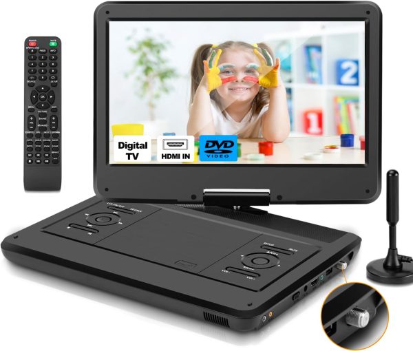 Feihe 16.5" Portable TV/DVD Player Combo with 14.0" Large HD Swivel Screen and Digital TV ATSC Tuner/HDMI/USB/AV/Audio, Built-in Battery, Dual High Volume Stereo Speakers