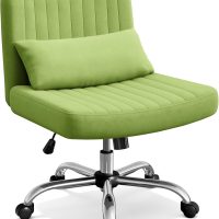 Warmiehomy Velvet Cross Legged Office Chair, Comfy Desk Chair for Home Office, Criss Cross Chair with Wheels, Height Adjustable Vanity Chair, Swivel Wide Seat Computer Chair Gift, Light Green - Image 9