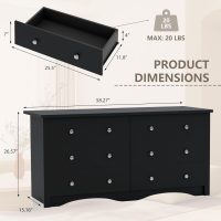 YESHOMY Black Dresser for Bedroom,6 Drawer Dressers, Storage Chest of Drawers for Hallway,Living Room, Entryway - Image 2