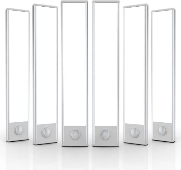 6 Pack Under Cabinet Lights Wireless, 32 LED Motion Sensor Light Indoor Rechargeable Magnetic Closet Lights Battery Operated, Under Counter Lights for Kitchen, Wardrobe, Hallway, Stairs