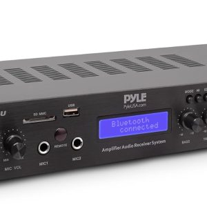 Pyle Bluetooth Home Theater Amplifier - 200 Watts into 5 Channels with Subwoofer Out, Wireless Streaming, USB/SD with MP3 player, RCA Input, FM Radio, LCD Display - PDA7BU