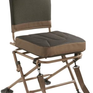 Guide Gear Huntrite 360 Swivel Hunting Blind Chair, 300 Pound Capacity, Folding, Lightweight, Portable, Padded Cushion Hunting Seat, Hunt Gear and Equipment, Black