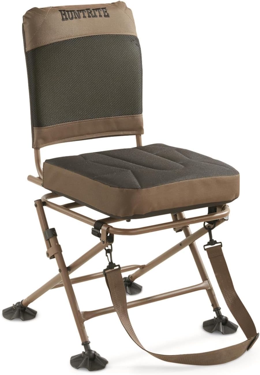 Guide Gear Huntrite 360 Swivel Hunting Blind Chair, 300 Pound Capacity, Folding, Lightweight, Portable, Padded Cushion Hunting Seat, Hunt Gear and Equipment, Black
