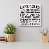 Country Lake Rules Canvas Wall Art Print Make Memories Watch the Sunset Lake Poster Painting Framed Artwork Rustic Home Wall Decoration 8 X 8 Inch - Image 4