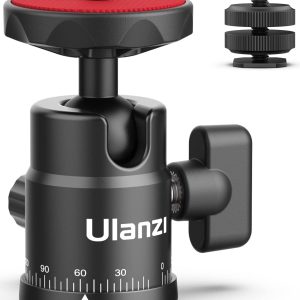 Mini Ball Head, ULANZI H28 Panoramic Tripod Head + Dual Hot Shoe Mount DSLR Camera Mount Adapter Photograph Attachment Accessories for Action Cameras Cam Smartphone Light Microphone Loading 5.5lb