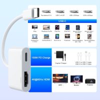 USB C to HDMI Adapter, 2 in 1 USB-C to HDMI Adapter 100W for iPhone 16 15, 4K@60Hz to TV, Type C Digital AV 4K Video Sync Screen Splitter, Connector with Fast Charging Port for iPhone MacBookSamsung - Image 4