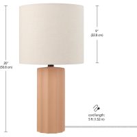 Globe Electric 61000062 20" Ribbed Ceramic Table Lamp, Matte Terracotta Finish, White Linen Shade, On/Off Rotary Switch on Socket, for Living Room, Bedroom, Office, Home Décor - Image 8