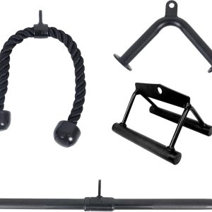 Tricep Press Down Cable Attachment, LAT Pulldown Attachment, Weight Machine Accessories, V Handle with Rotation, Tricep Rope, Rotating Bar, V-Shaped Bar, Multiple Options