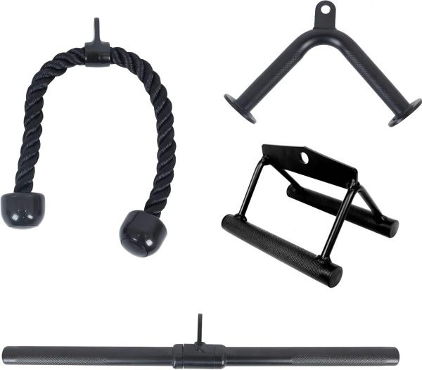 Tricep Press Down Cable Attachment, LAT Pulldown Attachment, Weight Machine Accessories, V Handle with Rotation, Tricep Rope, Rotating Bar, V-Shaped Bar, Multiple Options