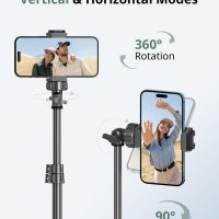 SENSYNE 62" Phone Tripod & Selfie Stick, Extendable Cell Phone Tripod Stand with Wireless Remote and Phone Holder, Compatible with iPhone Android Phone, Camera - Image 5