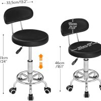 HOOBRO Height Adjustable Rolling Stool, 360° Rotating Drafting Chair, Multi-Purpose Office Desk Chair, Rolling Swivel Salon Stool Chair, for Barber Shop, Nail Salon, Office, Black SB01BY01G1 - Image 3