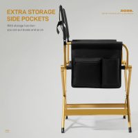 EVER ADVANCED Aluminum Directors Chair, Folding Studio Movie Chairs Camping Event Vendor Chair, 19" Seat Height Black Fabric/Golden Frame, Support 350lbs - Image 6