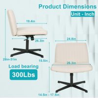 BestOffice Criss Cross Chair Comfy Armless Cross Legged Office Chair No Wheels Desk Chair Wide Adjustable Swivel Computer Task Vanity Chair for Reading, Computer Gaming, Home Office, Vanity (Beige) - Image 3