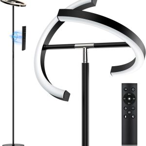 LED Floor Lamp - Rotatable Standing Lamp with Touch & Remote Control, 3000-6000K, 22W Modern Floor Reading Light, Dimmable Corner Uplighter for Living Room Bedroom Office, Black