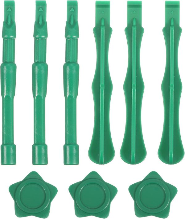 9pcs Universal Plastic Spudger Crowbar Pry Bar Opening Repair Tools for Cellphone Mobile Phone Tablet Laptop PC, Green