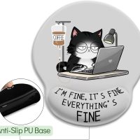 Cat Ergonomic Mouse Pad with Wrist Rest, Gaming Mouse Pad with Wrist Support, Funny Mouse Pads for Desk, Computer Mousepad with Non-Slip Pain Relief PU Base, Cute Office Desk Accessories - Image 5