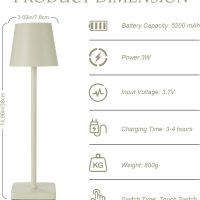 HASUN 2 Pack Cordless Table Lamp, Portable LED Desk Lamp, 5200mAh Battery Operated Lights, 3 Color Stepless Dimming Up, Night Light for Bedroom/Date/Bars/Cafe/Camping (Cream 2Pack) - Image 4