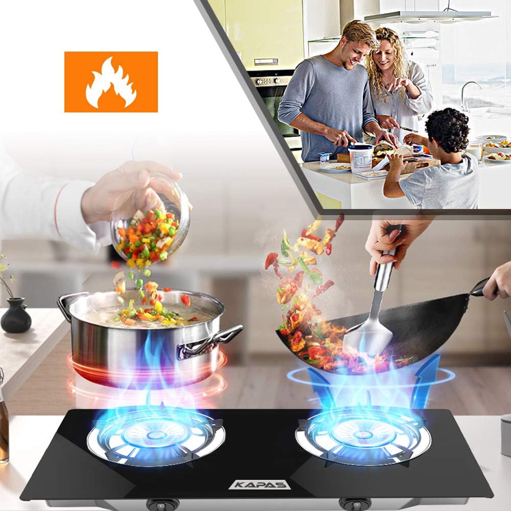 Outdoor & Indoor Portable Propane Stove, Single & Double Burners with Gas Premium Hose for Backyard Kitchen, Camping Grill, Hiking Cooking, Outdoor Recreation (RQ62-LARGE,2Burners) - Image 6