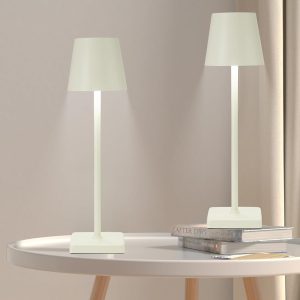 HASUN 2 Pack Cordless Table Lamp, Portable LED Desk Lamp, 5200mAh Battery Operated Lights, 3 Color Stepless Dimming Up, Night Light for Bedroom/Date/Bars/Cafe/Camping (Cream 2Pack)