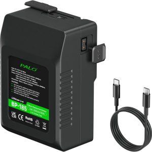 185Wh Mini V Mount Battery, 12500mAh V Lock Battery Support PD 60W Fast Charging with USB-C, D-TAP, USB-A, AC Output Port for Video Broadcast Camera Camcorder Monitor Video Light