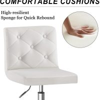 VECELO PU Leather Mid-Back Armless Vanity Chair Adjustable Height 360° Rolling Swivel for Home Office Work, White - Image 4