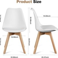 OLIXIS Set of 4 Dining Kitchen Mid-Century Modern Chairs with Wood Legs and PU Leather Cushion for Living Room Bedroom Outdoor Lounge, White - Image 4