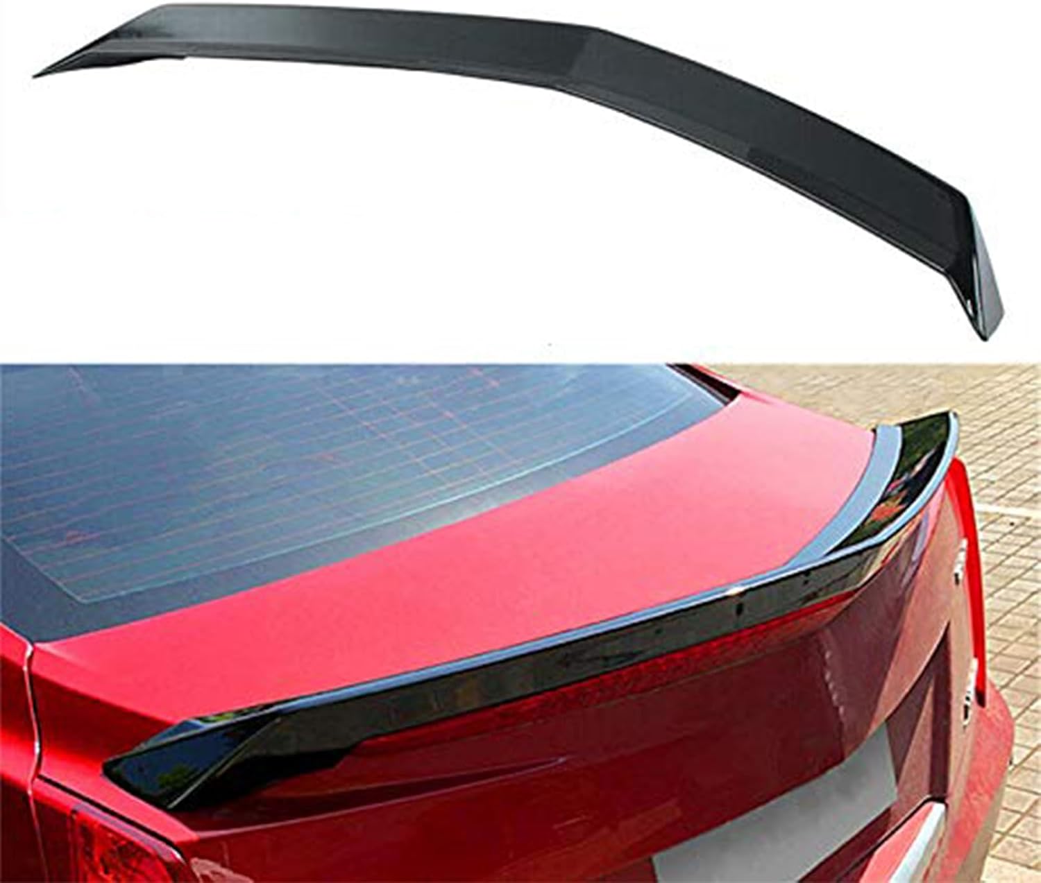 Gloss Black Rear Lip Spoiler Wing V Type Fit for Compatible with Cadillac ATS 2013-2019 Accessories Only Sedan