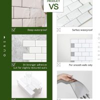 STICKGOO 10-Sheet Peel and Stick Subway Tile, Stick on Tiles Backsplash for Kitchen & Bathroom in White (Thicker Design) - Image 5