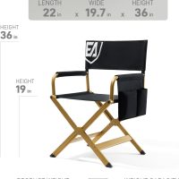 EVER ADVANCED Aluminum Directors Chair, Folding Studio Movie Chairs Camping Event Vendor Chair, 19" Seat Height Black Fabric/Golden Frame, Support 350lbs - Image 3